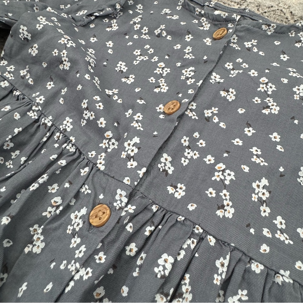 H&M Gray Blue Floral Kids Dress - Picture 2 of 4